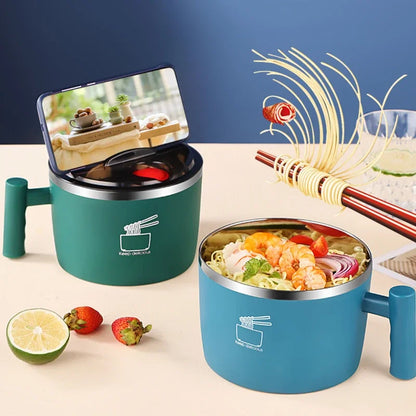 Stainless Steel Noodle Bowl with Lid & Drain