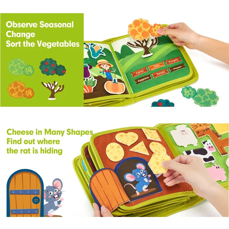 Montessori Busy Cloth Book – Farm Animal Story for Toddlers