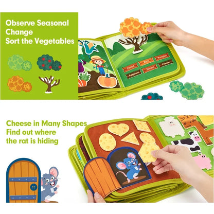 Montessori Busy Cloth Book – Farm Animal Story for Toddlers