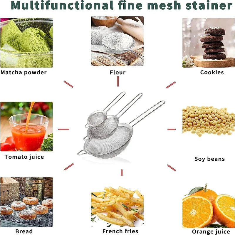 Stainless Steel Fine Mesh Strainer Sieve – Multiple Sizes