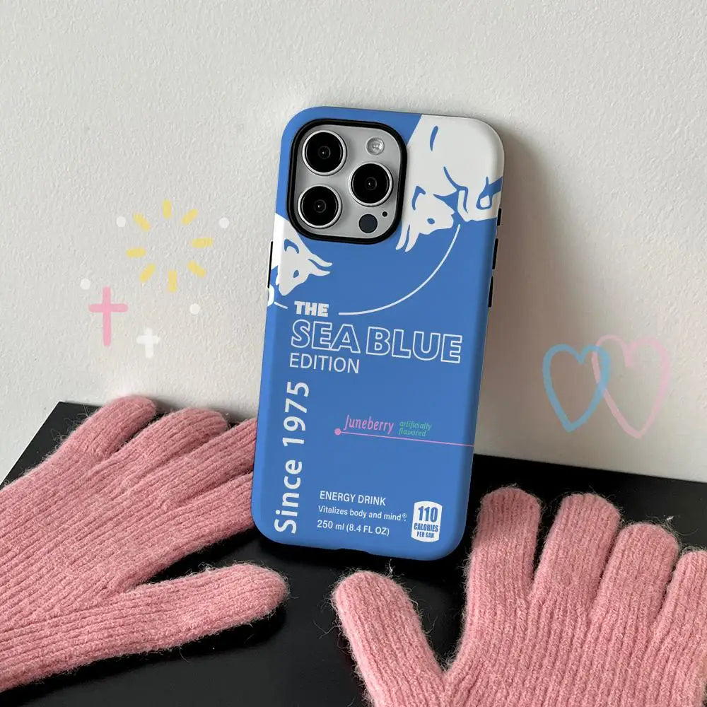 Energy Drink Graphic iPhone Case – Sea Blue Edition