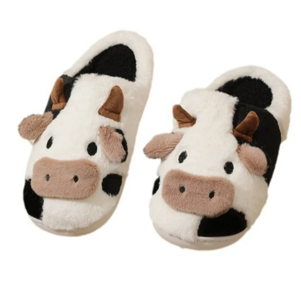 Cow Plush Slippers – Cute 3D Animal House Shoes for Women & Men