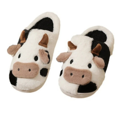 Cow Plush Slippers – Cute 3D Animal House Shoes for Women & Men
