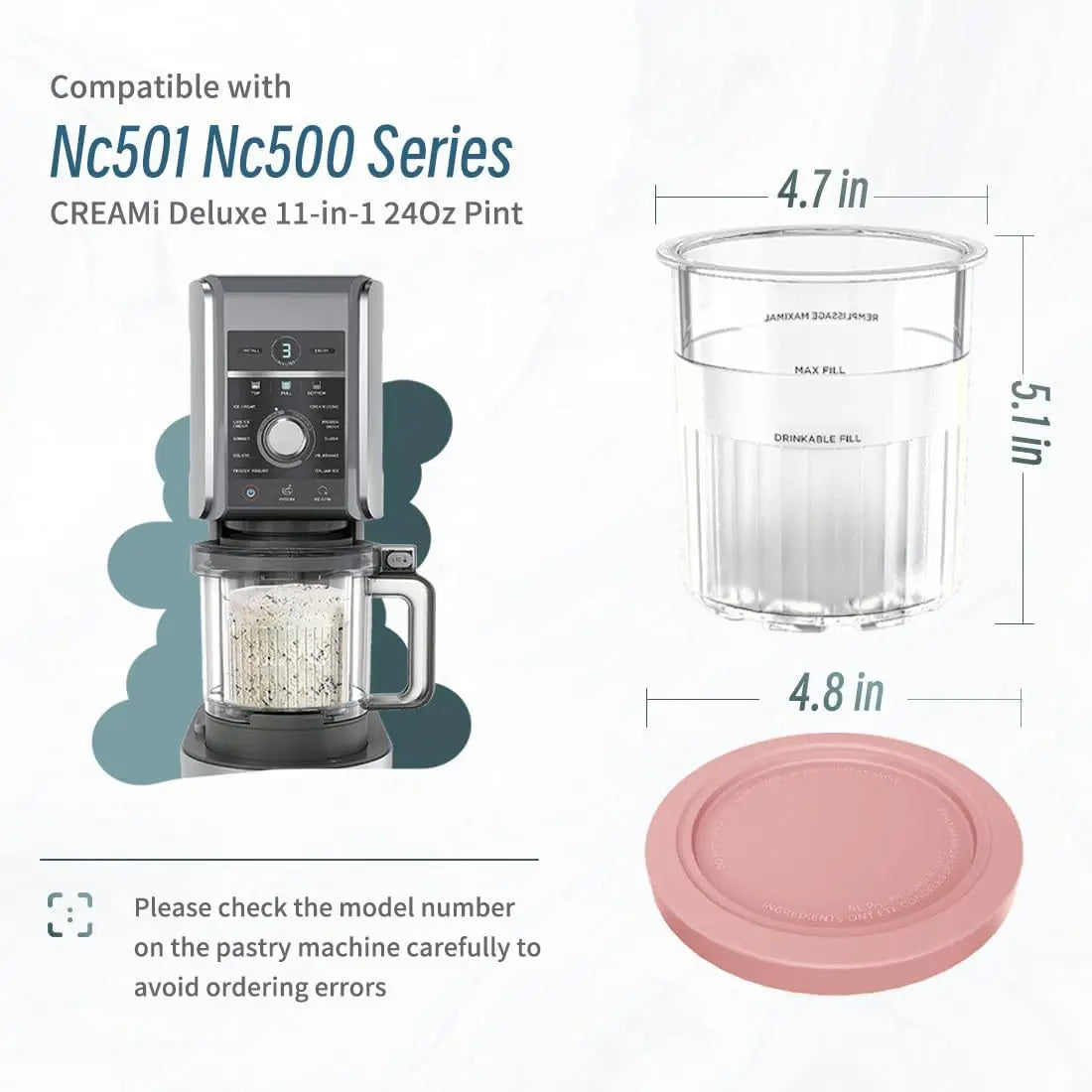 Ninja Creami Replacement Pints 4-Pack with Lids & Spoons