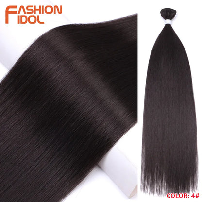Bone Straight Hair Extensions Synthetic Bundles 24-36 Inch Multi-Color