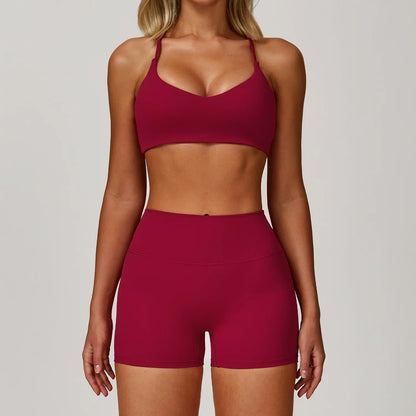 Women's Yoga Set – 2 & 3 Piece Sports Bra & Shorts Activewear
