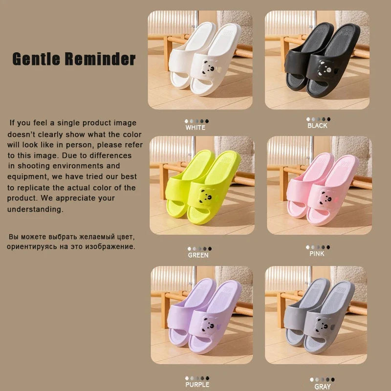 Cartoon Bear Indoor Slippers Women Soft EVA Home Slides