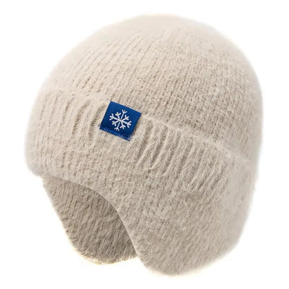 Women's Earflap Beanie – Faux Fur Knit Winter Hat