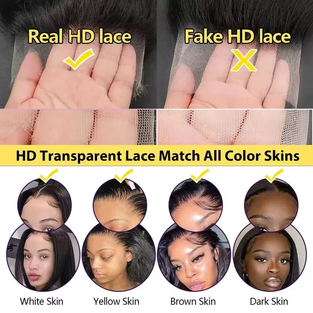 Deep Wave Lace Front Wig Human Hair – HD Transparent Lace, 200% & 250% Density