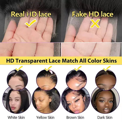 Deep Wave Lace Front Wig Human Hair – HD Transparent Lace, 200% & 250% Density