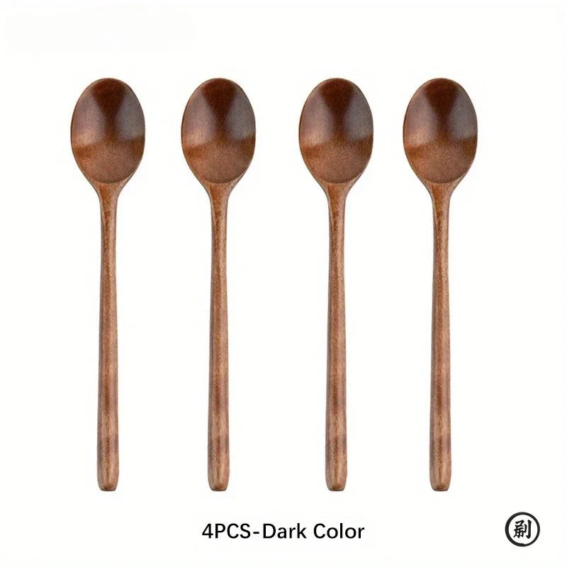 Wooden Spoons Set of 4 – Korean Style Natural Wood