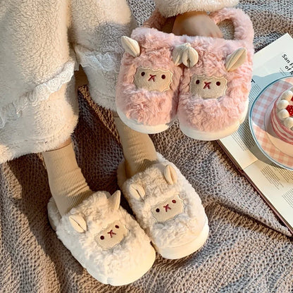 Fluffy Cartoon Plush Slippers – Warm Indoor House Shoes for Women & Men