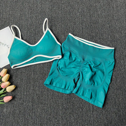 Seamless Yoga Set Women 2-Piece Sports Bra & Booty Shorts