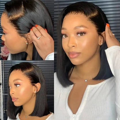 Straight Bob Lace Front Wig 13x4 Brazilian Remy Human Hair 220% Density