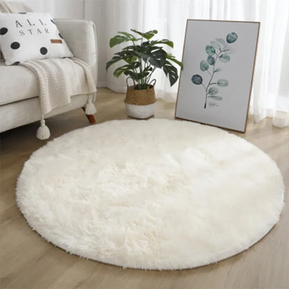 Fluffy Round Rug – Soft Plush Shaggy Circle Carpet for Bedroom & Living Room
