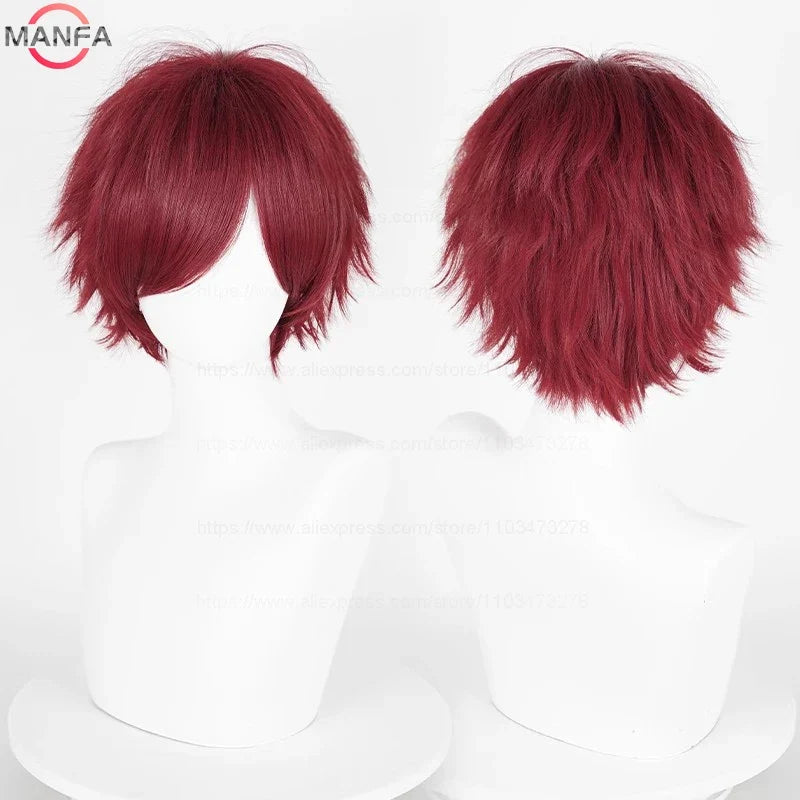 Short Straight Anime Cosplay Wig – 30cm, Multiple Colors for Men & Women