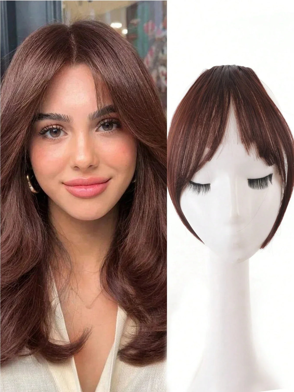 Clip-In Bangs Hair Extension Natural Seamless Side Swept Fringe