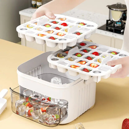 50-Cube Ice Cube Tray with Press-Release Cap & Storage Box