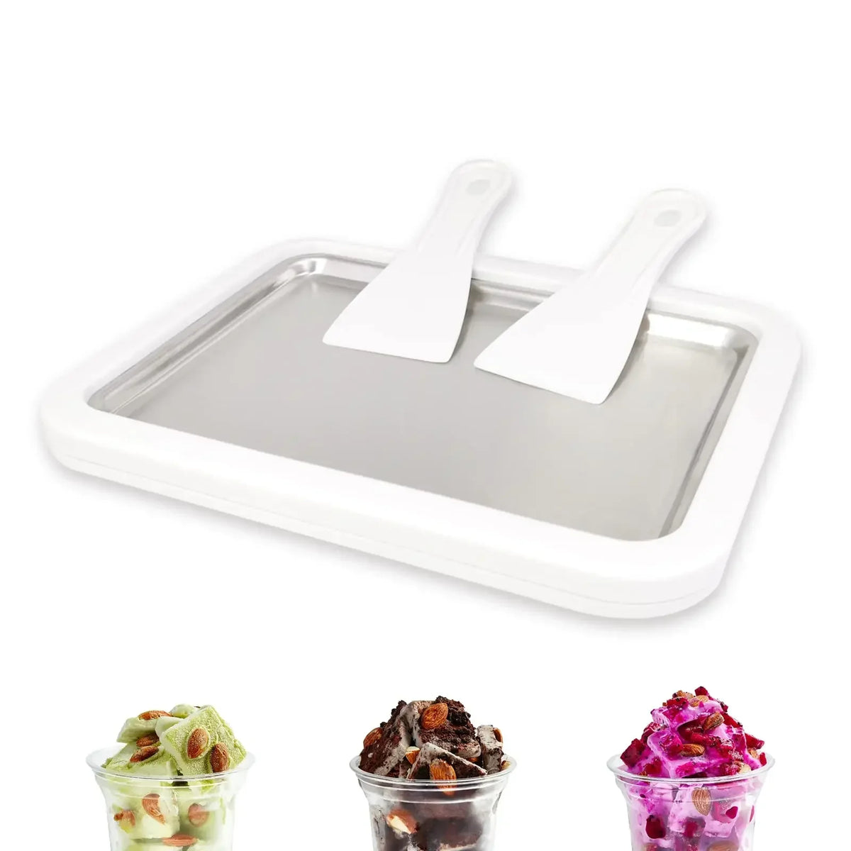 Rolled Ice Cream Pan with 2 Spatulas – DIY Frozen Yogurt Maker