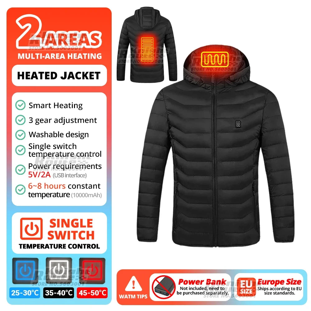 USB Electric Heated Jacket – 21 Heating Zones, 3-Gear Temperature Control