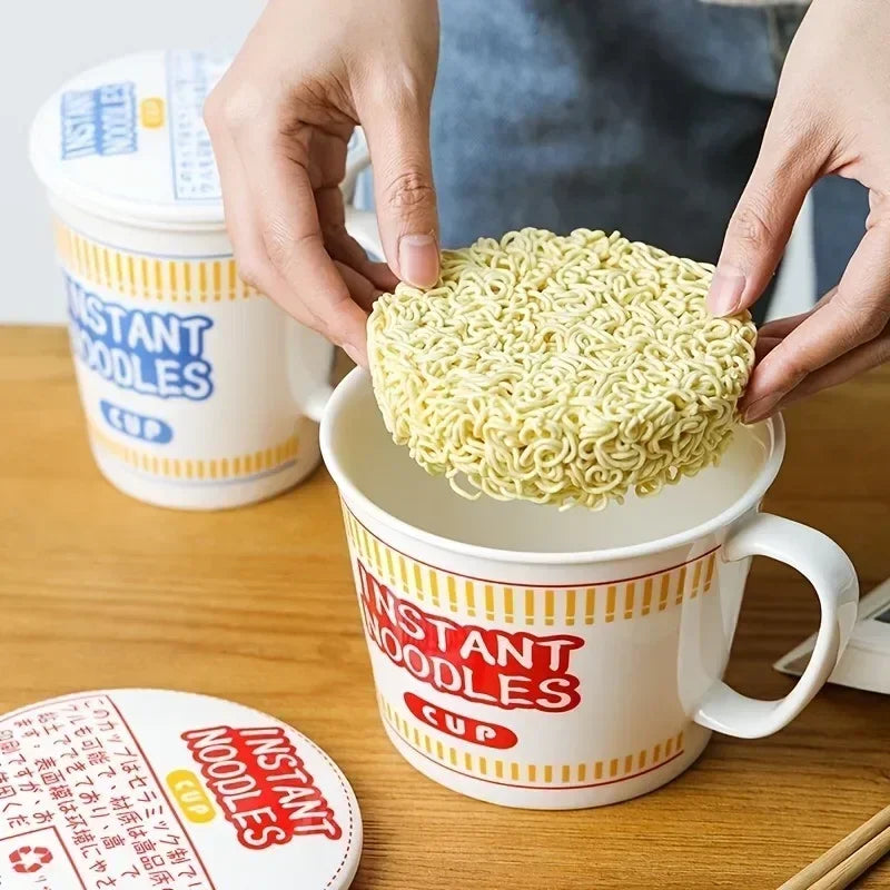 Large Ceramic Instant Noodle Bowl with Lid – 1000ml