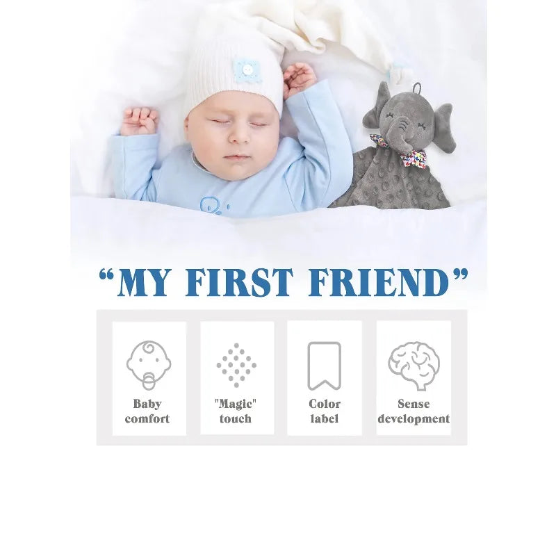 Elephant Baby Security Blanket with Teether & Sensory Tags