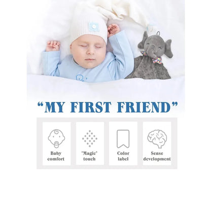 Elephant Baby Security Blanket with Teether & Sensory Tags