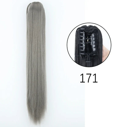 Claw Clip Ponytail Extension 24 Inch Wavy Synthetic Hair Heat Resistant