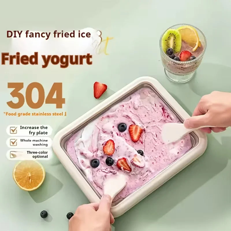 Rolled Ice Cream Maker – Portable DIY Cold Plate with Spatulas