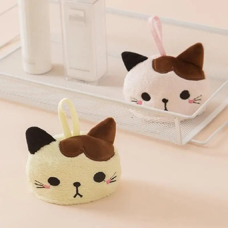 Cute Cat Hanging Hand Towel – Soft Coral Velvet Dishcloth