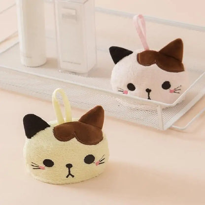 Cute Cat Hanging Hand Towel – Soft Coral Velvet Dishcloth
