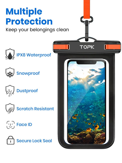 IPX8 Waterproof Phone Case Dry Bag with Lanyard – Universal Fit up to 7.0"