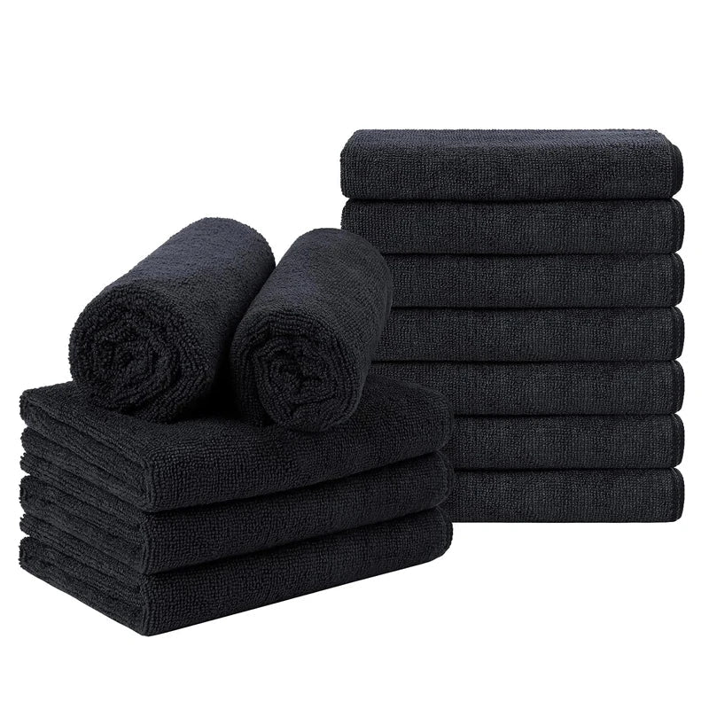 Microfiber Salon Towels – Bleach-Proof, Soft & Highly Absorbent (Black)