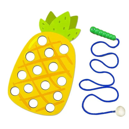 Wooden Lacing Toy – Fruit Threading Puzzle for Toddlers