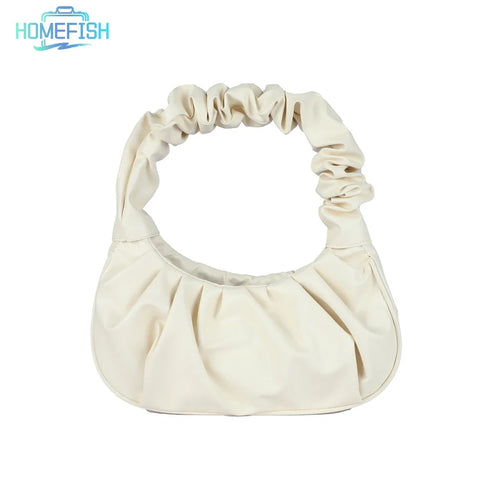 Pleated Cloud Hobo Bag – Women's PU Leather Handbag