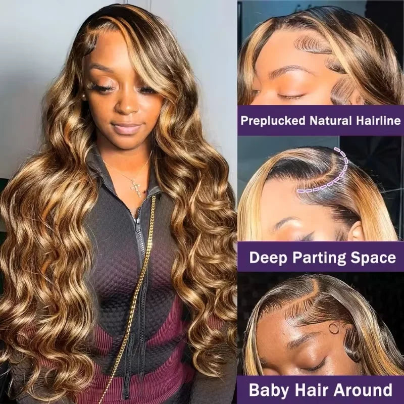 P4/27 Highlight Body Wave Lace Front Wig 13x4 HD Human Hair