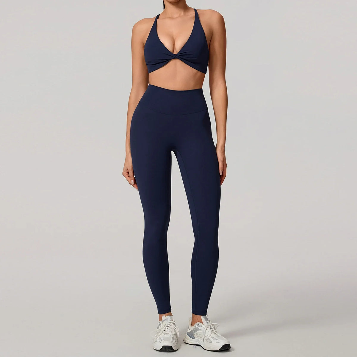 Women's 2-Piece Yoga Set – Long Sleeve Crop Top & Shorts