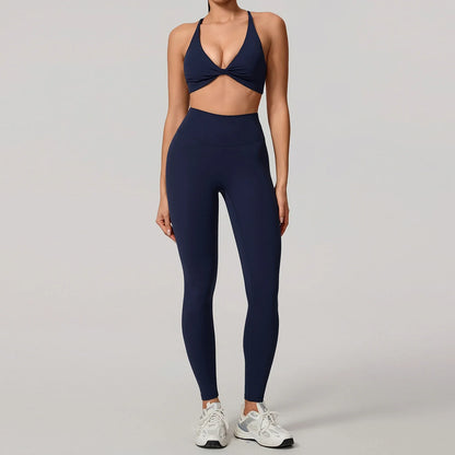 Women's 2-Piece Yoga Set – Long Sleeve Crop Top & Shorts