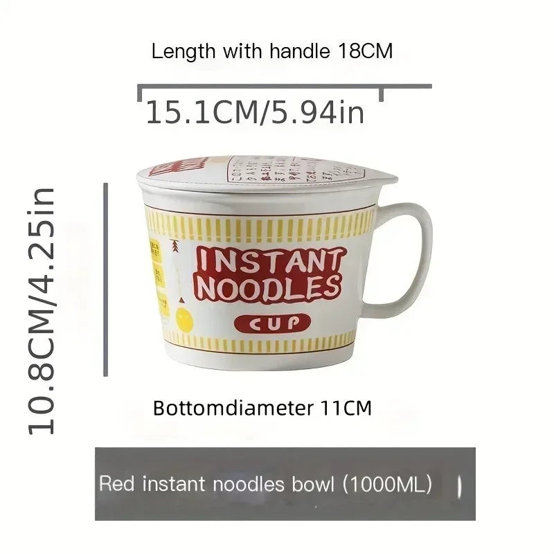 Large Ceramic Instant Noodle Bowl with Lid – 1000ml