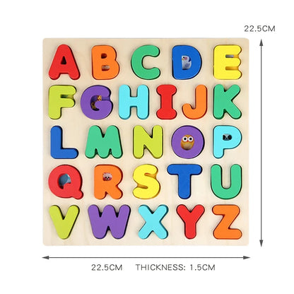 Wooden Alphabet & Number Puzzle Board – Montessori Learning Toy for Kids