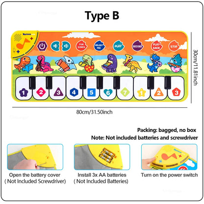 Kids Piano Mat – Musical Floor Keyboard with Animal Design 80cm
