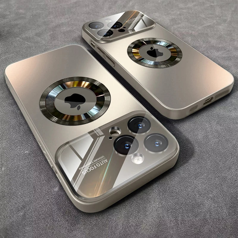 MagSafe Glass iPhone Case with Magnetic Ring & Camera Protector