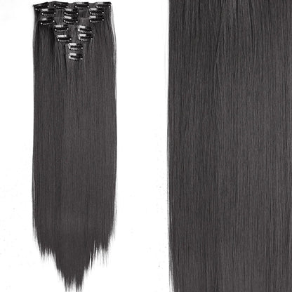 Clip-In Hair Extensions 7pcs 16 Clips Wavy Synthetic 24 Inch