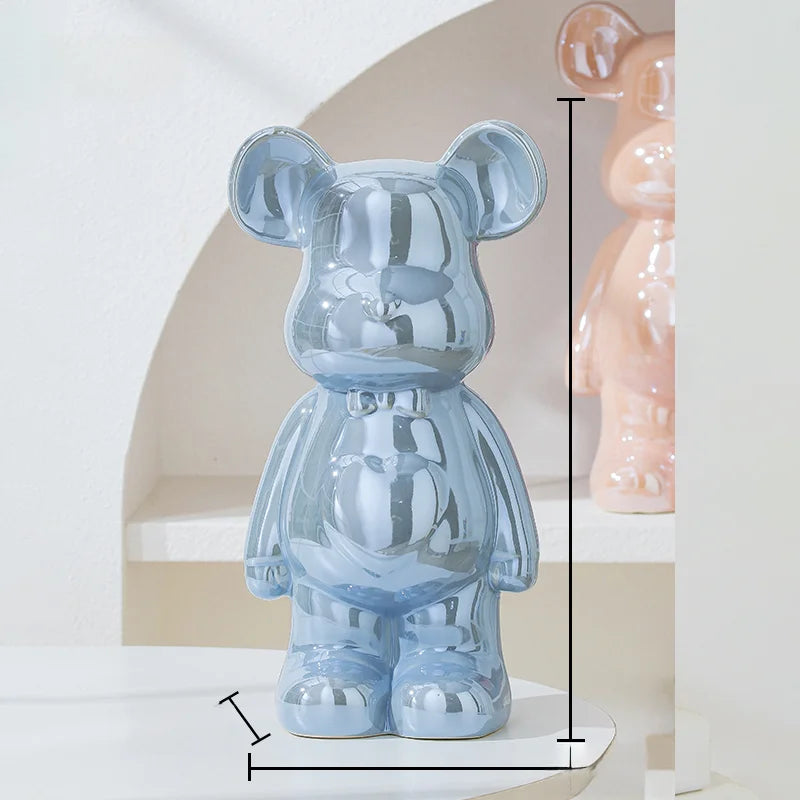 Bear Brick Ceramic Statue – Holographic Iridescent Bear Figurine Decor