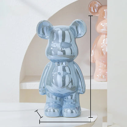 Bear Brick Ceramic Statue – Holographic Iridescent Bear Figurine Decor