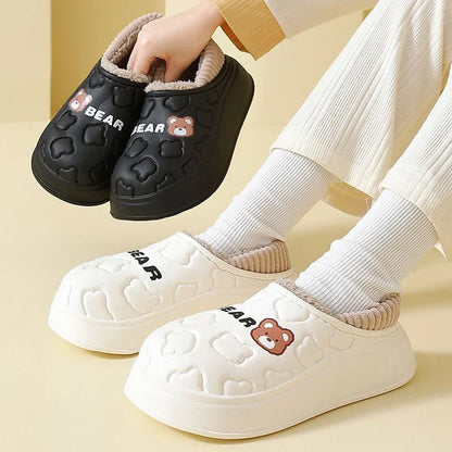 Waterproof Winter Slippers – Plush Fleece Lining, Anti-Slip Thick Sole