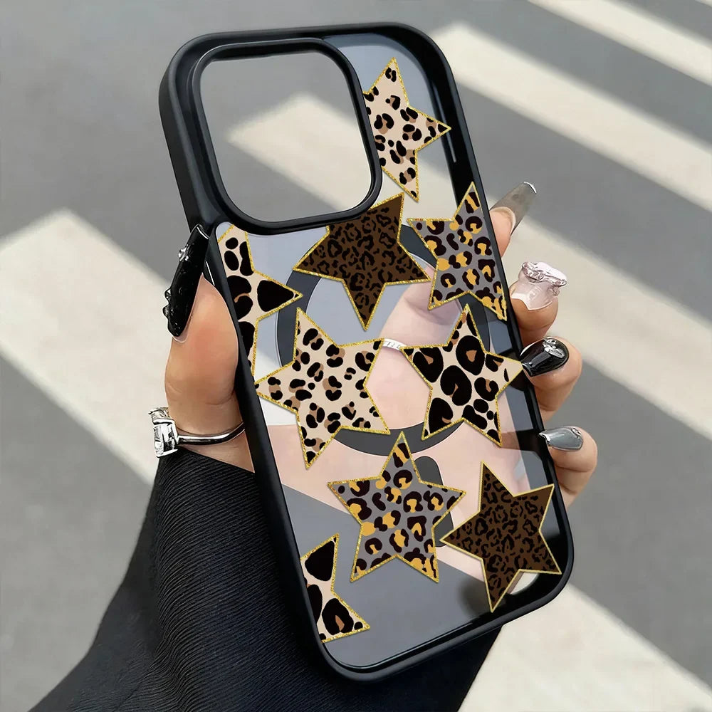 Leopard Print Star iPhone Case – Matte MagSafe Cover