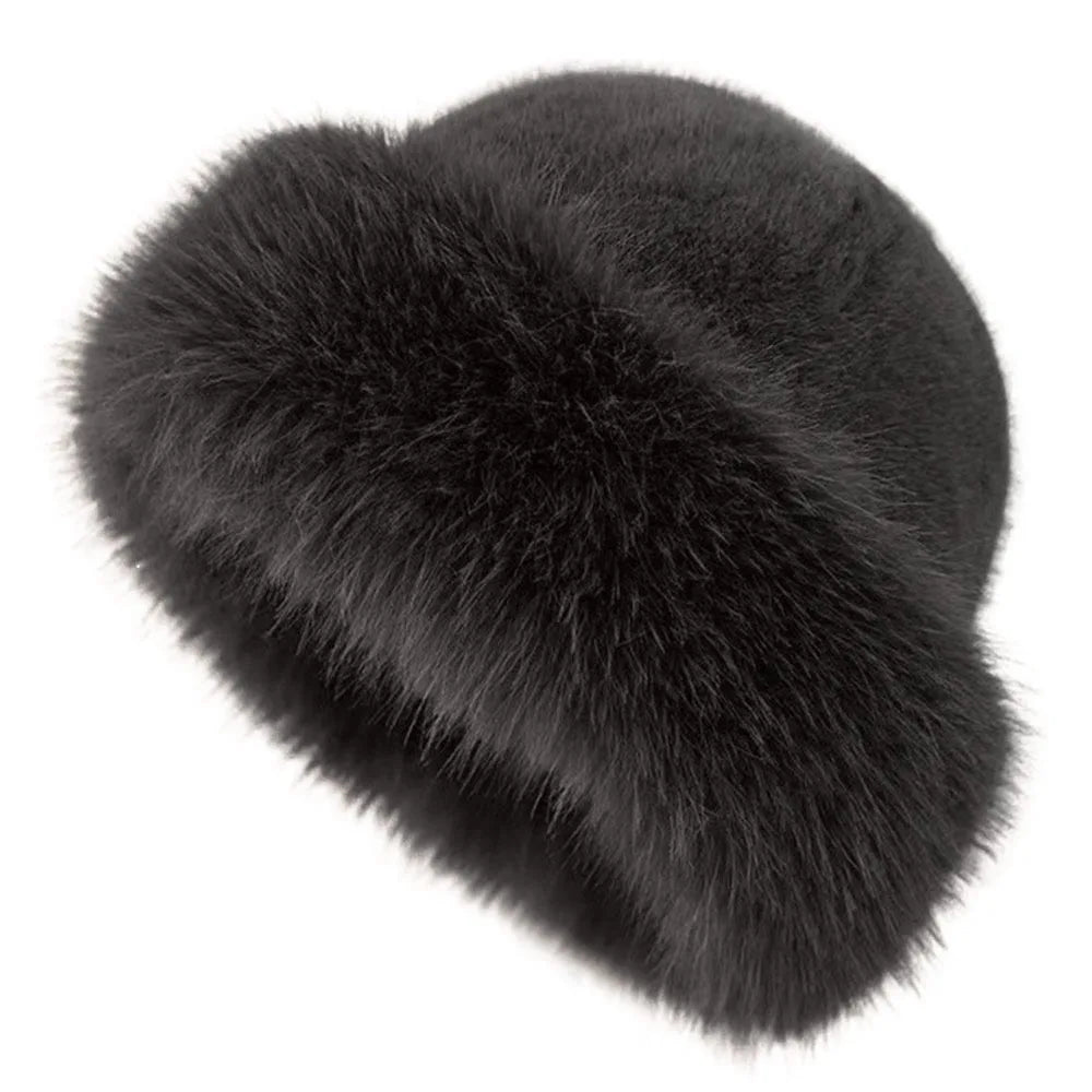 Fluffy Faux Fur Beret Hat – Women's Winter Plush Cap