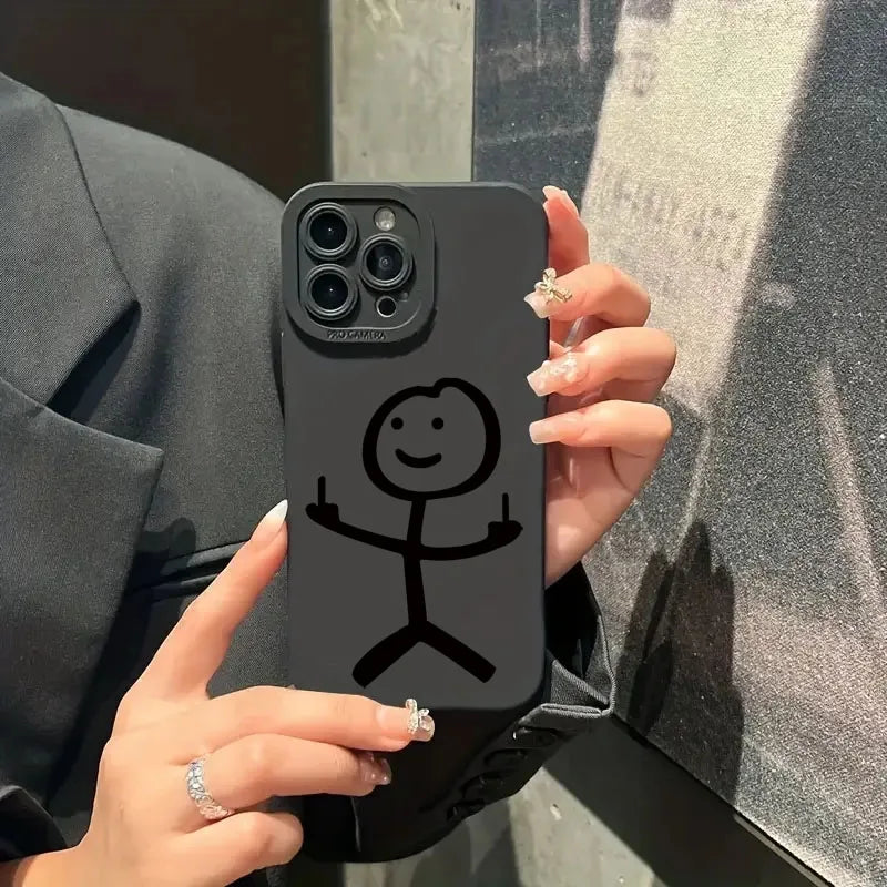 Cartoon Matchman Matte Silicone iPhone Case – iPhone 11 to 17 Series