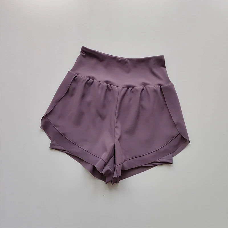 Women's High-Waist Sports Shorts – Double Layer Quick-Dry